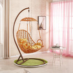 Hall Balcony Hanging Basket Rattan Chair Single Straw Hat Swing Cradle Chair Lazy Leisure Courtyard Chair Pink