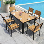 Outdoor Table And Chair Furniture Balcony Courtyard Table And Chair Antiseptic Wood Outdoor Coffee Shop Leisure Plastic Wood Table And Chair Combination