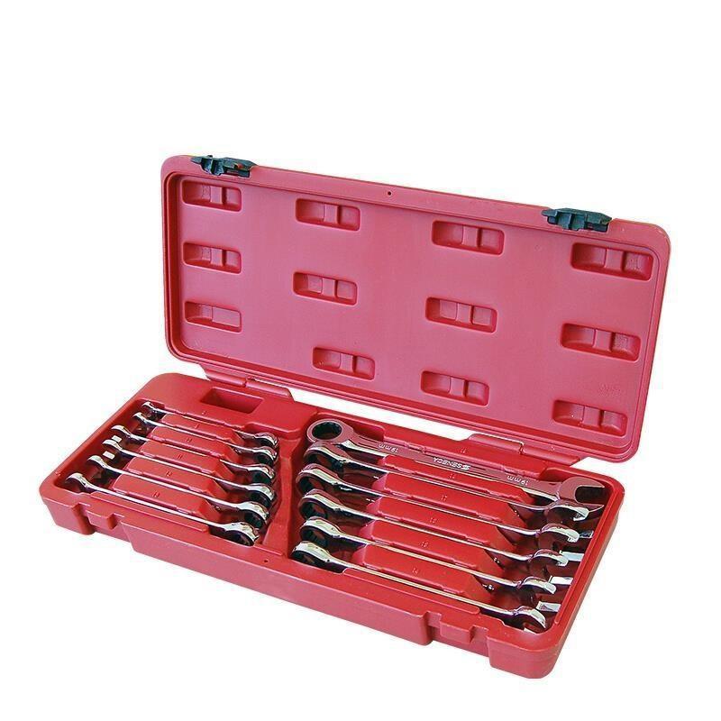 12 Piece Ratchet Set 8-19mm Dual Purpose Open Ring Ratchet Wrench CR-V