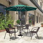 Outdoor Table And Chair Combination Balcony Modern Simple Three Piece Set Courtyard Outdoor Iron Leisure Table And Chair Table Imitation Rattan Chair 4