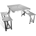 Outdoor Table And Chair Set Portable Foldable Picnic Table Aluminum Alloy Barbecue Table Camping Exhibition Table And Chair
