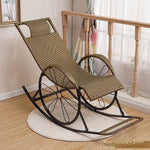 Balcony Lounge Chair Rocking Nap Lazy Living Room Chair Elderly Chair Leisure Chair Carefree Rattan Rocking Chair Double Champagne Gold Wheel