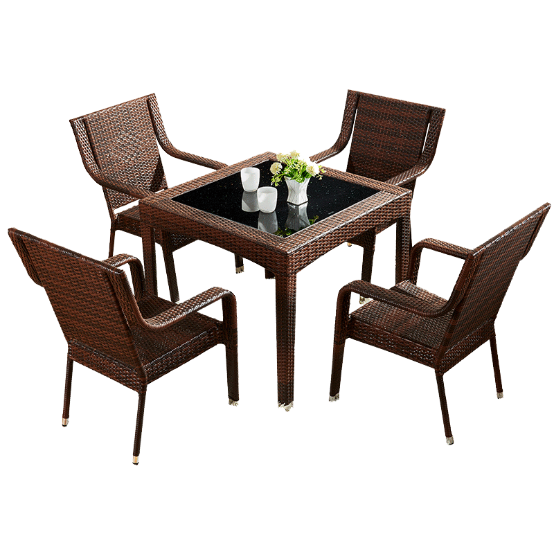 [Brown Or Black] Outdoor Table And Chair Outdoor Rattan Chair Three Piece Balcony Table And Chair Combination Courtyard Leisure Table And Chair Garden Outdoor Terrace Table And Chair