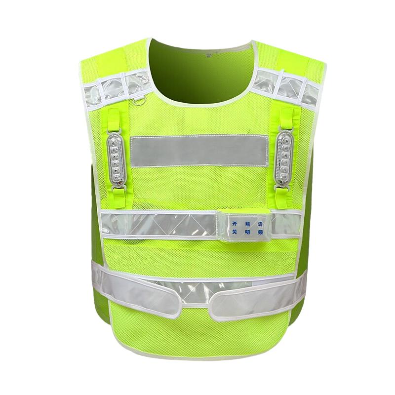 LED Rechargeable Reflective Vest With Flashing Light Red And Blue Flashing Road Administration Vest Highway Patrol Traffic Vest