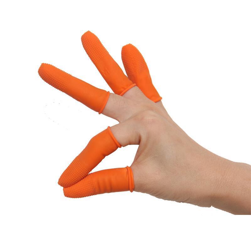 Anti Slip Finger Cover Printing Anti Ink Counting Thickened Latex Pockmarked Particles Anti Slip Finger Cover Orange Rubber Free Size