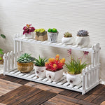 Solid Wood Flower Rack Living Room Balcony Floor Multi-storey Flower Pot Rack On The Table White 30 Long