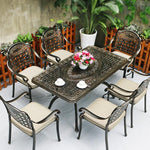 Outdoor Furniture Cast Aluminum Table And Chair Combination Balcony European Courtyard Garden Terrace Sunshine Room Iron Seven Piece Set Bronze 173cm