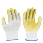 12 Pairs Of Polyethylene Dipping Adhesive Free Size Yellow Safety Gloves Palm Coated Gloves Construction Protective Gloves