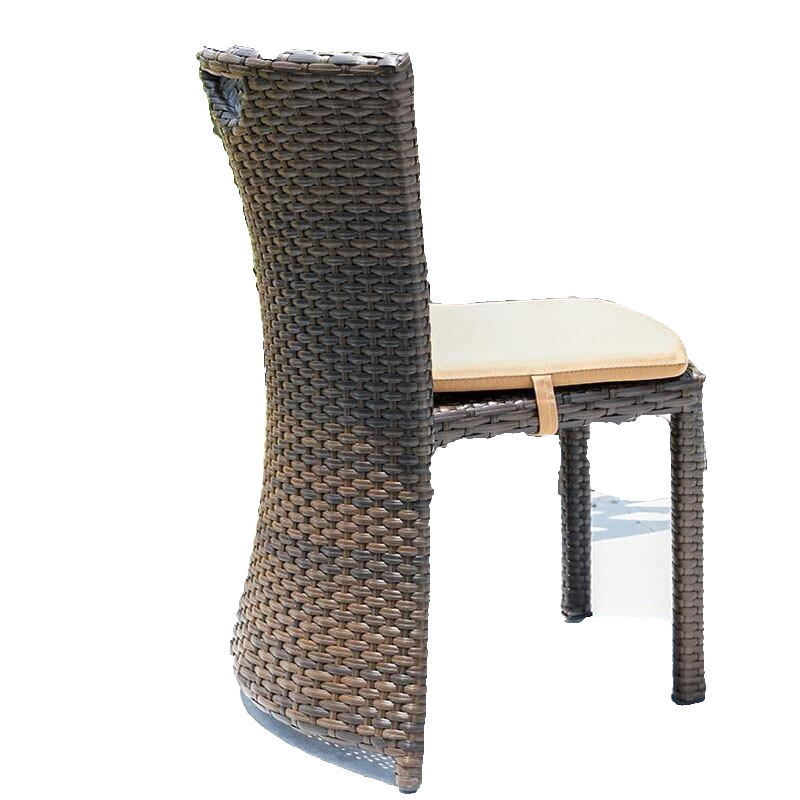 Three Piece Set Dark Brown Balcony Small Table Chair Rattan Chair Outdoor Leisure Tea Table Chair Combination Courtyard Outdoor Chair Tea Table Terrace Modern Simple [classic Engineering Steel, Round Table Diameter 68, With Cushion And No Pillow]