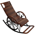 Rocking Chair Recliner Adult Balcony Household Leisure Chair Outdoor Elderly Adult Nap Double Deck Red Brown