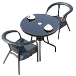 Rattan Chair Three Piece Set Balcony Small Table And Chair Courtyard Leisure Combination Simple Modern [2 + 1] With 60 Glass Round Tables