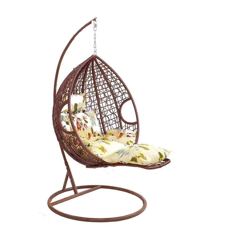 Balcony Hanging Chair Single Double Bedroom Girl Swing Lazy Bird's Nest Bassinet Chair With Cushion Pillow Coffee Color