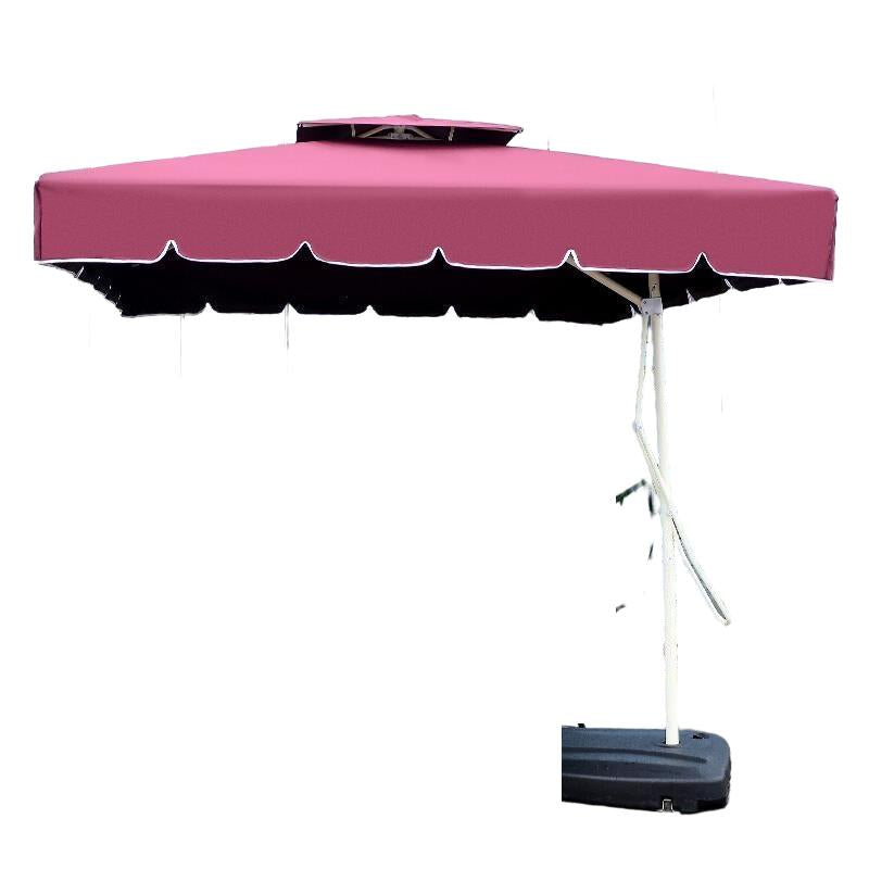 Outdoor Sunshade Courtyard Umbrella Anti Ultraviolet Umbrella Sentry Box Umbrella Folding Big Sunshade Beach Umbrella 2.2 M Square Wine Red