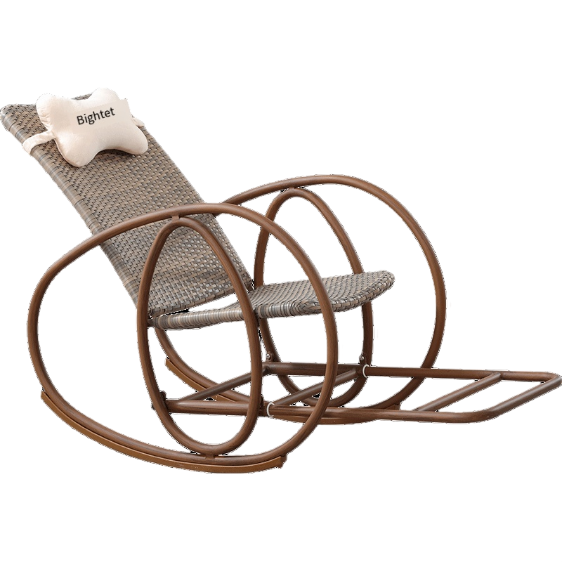 Aluminum Alloy Rattan Rocking Chair Bronze (including Pillow) Balcony Rocking Chair Indoor Elderly Rocking Chair Lazy Leisure Chair Household Adult Reclining Chair Afternoon Couch Casual Chair