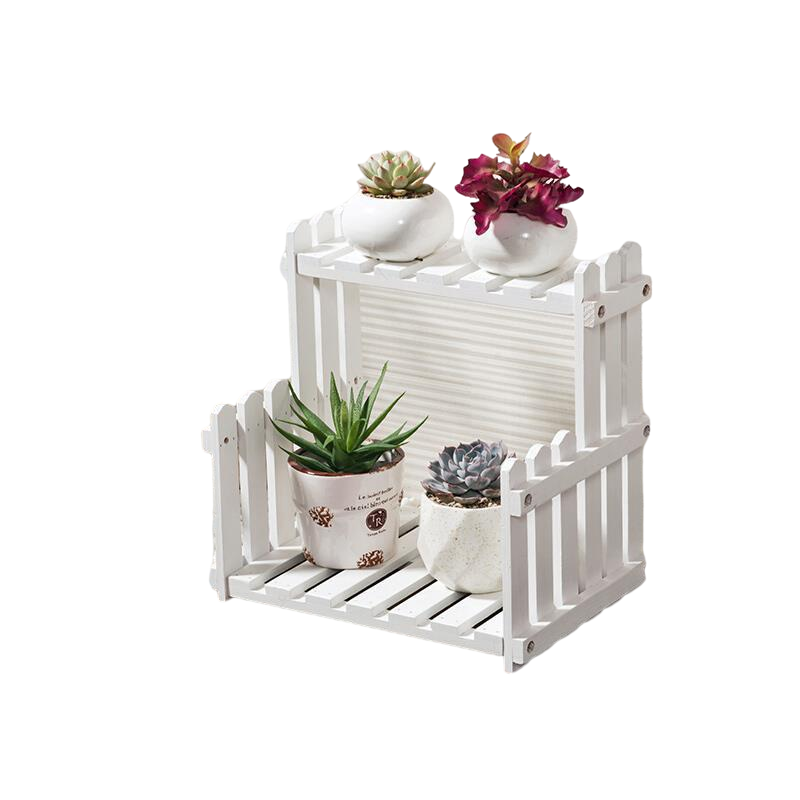 Solid Wood Flower Rack Living Room Balcony Floor Multi-storey Flower Pot Rack On The Table White 30 Long