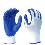 12 Pairs Of Free Size Nitrile Blue Safety Gloves Rubber Coated Gloves Hand Coated Gloves Construction Protective Gloves