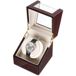 CHIYODA Single Watch Winder Deluxe Piano Baking Varnished Handmade Wooden Watch Box With Quiet Mabuchi Motor And 12 Rotation Modes