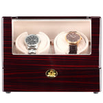 CHIYODA Automatic Double Watch Winder 100% Handmade Wooden Watch Box With Dual Quiet Mabuchi Motors, LCD Digital Display