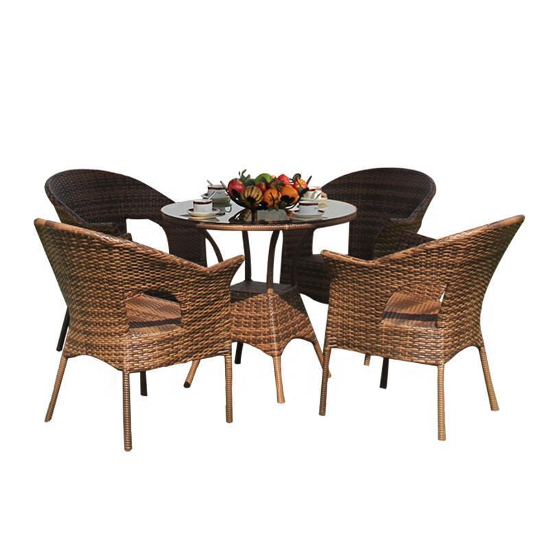 Outdoor Balcony Table And Chair Five Piece Set Combined Rattan Woven Rattan Chair Outdoor Iron Leisure One Table And Four Chairs