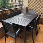 Outdoor Table And Chair Plastic Wood Leisure Balcony Combination Terrace Garden Outdoor Coffee Solid Courtyard Antiseptic Tea Table Aluminum Alloy