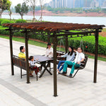 Outdoor Grape Trellis Garden Courtyard Tent Pavilion Outdoor Leisure Iron Rest Four Corner Sunshade Pavilion Antiseptic Wood Villa Swing Terrace Garden Pavilion