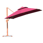 Outdoor Sunshade Imitation Wood Grain Courtyard Sunshade Folding Roman Umbrella Terrace Garden Umbrella 3m Square Boundless