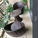 Rattan Chair Three Piece Set Balcony Outdoor Leisure Balcony Small Tea Table Combination Indoor Back Chair Dark Brown