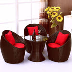 Rattan Chair Three Piece Set Balcony Outdoor Leisure Balcony Small Tea Table Combination Indoor Back Chair Dark Brown