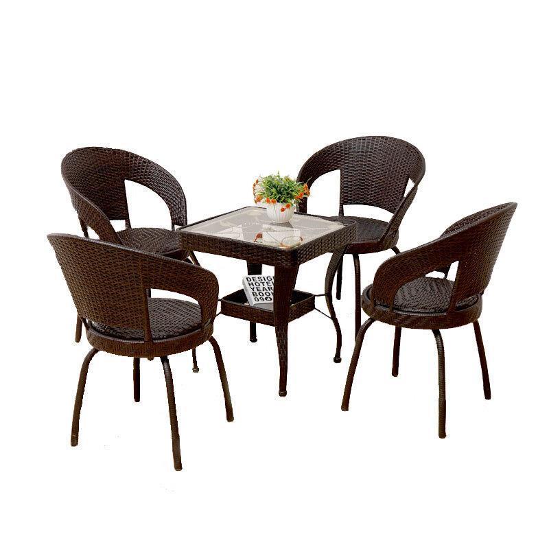 Balcony Table Chair Rattan Chair Three Piece Set Rotatable Chair Small Tea Table Courtyard Leisure Square Table Teng Chair Back Chair Combination