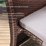 Balcony Table Chair Rattan Chair Three Piece Set Modern Simple Outdoor Leisure Chair Table Chair Combination Creativity Nordic Small Tea Table Dark Brown