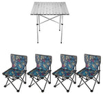 Outdoor Folding Table And Chair Portable Driving Travel Equipment 70 * 70cm Aluminum Alloy Table + Enlarged All Leaf Chair * 4
