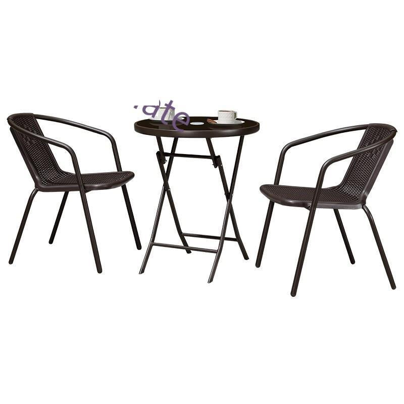 Three Piece Set Outdoor Balcony Table And Chair Iron Table And Chair Rattan Chair Tea Table Outdoor Leisure Table And Chair