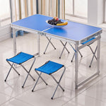 Outdoor Folding Table And Chair Set Portable Table And Chair Picnic Barbecue Table And Chair 1 Table 4 Stool Blue