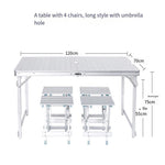 Folding Table Outdoor Portable Table And Chair Combination Set Simple All Aluminum Alloy Stool Villa Dining Table Outdoor Barbecue Table Stall Exhibition Umbrella Hole 1 Table 4 Chairs (long)