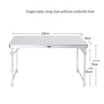 Folding Table Outdoor Portable Table And Chair Combination Set Simple All Aluminum Alloy Stool Villa Dining Table Outdoor Barbecue Table Stall Exhibition Umbrella Hole 1 Table 4 Chairs (long)