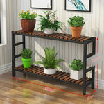 Flower Rack Iron Art European Style Flower Rack Indoor Multi-storey Living Room Flower Rack Floor Type Balcony Wooden Flower Pot Rack Solid Wood Pot Rack Ladder Length 120 * Width 30 * Height 66 (double-layer Widening)