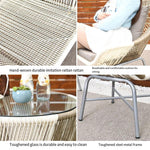 Rattan Chair Three Piece Creative Balcony Leisure Small Tea Table Garden Courtyard Outdoor Nordic Rattan Table And Chair Single Chair Outdoor Courtyard Balcony Leisure Rattan Chair Single Chair * 2 + Large Tea Table