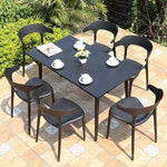 Outdoor Table And Chair Courtyard Garden Terrace Tea Table Leisure Iron Combination Outdoor Coffee Restaurant Milk Tea 6 Chairs + 120cm Carbon Steel Long Table