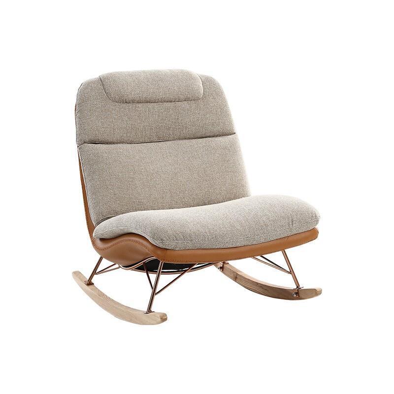 Beige Rocking Chair Nordic Simple Modern Rocking Chair Bedroom Single Sofa Balcony Lazy Recliner Adult Nap Leisure Chair