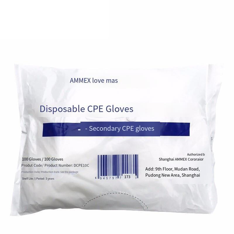 100 / Pack CPE Disposable Gloves Thickened Film Beauty Transparent Waterproof Oil Proof Gloves CPE Gloves