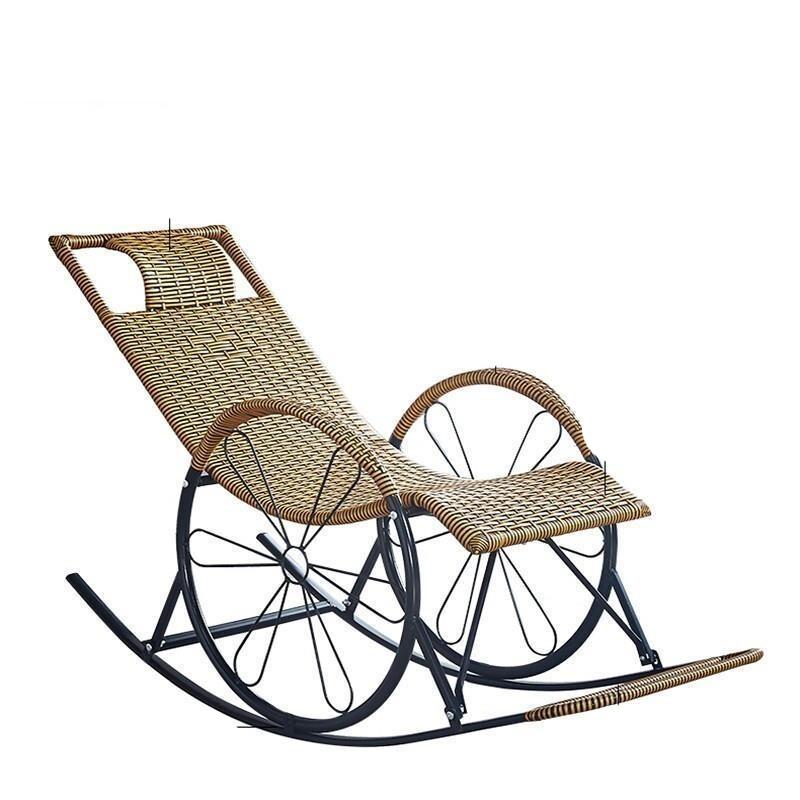 Golden Wheel Rocking Chair Rattan Chair Reclining Chair Leisure Rocking Chair Afternoon Couch Lazy Rocking Chair Elderly Chair Balcony Chair Carefree Chair