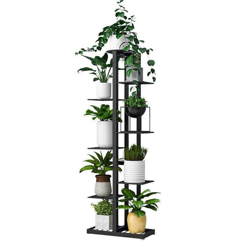 Flower Shelf Indoor Flower Pot Living Room Balcony Rack White Height: 80cm (4 Floors And 5 Pots)