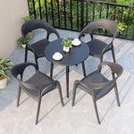 Rattan Outdoor Table And Chair Courtyard Garden Combination Leisure Balcony Small Coffee And Milk Tea Shop Imitation Rattan Chair Table Set 4 + 1 [with 70cm Carbon Steel Round Table]