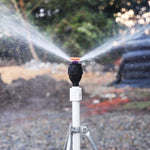 360 Degree Automatic Rotary Sprinkler Watering The Green Lawn Garden Vegetable Agricultural CoolingSpraying Irrigation Sprinkler 4 Points Meg Nozzle + Ground Plug + 15 Meters 4 Points Hose