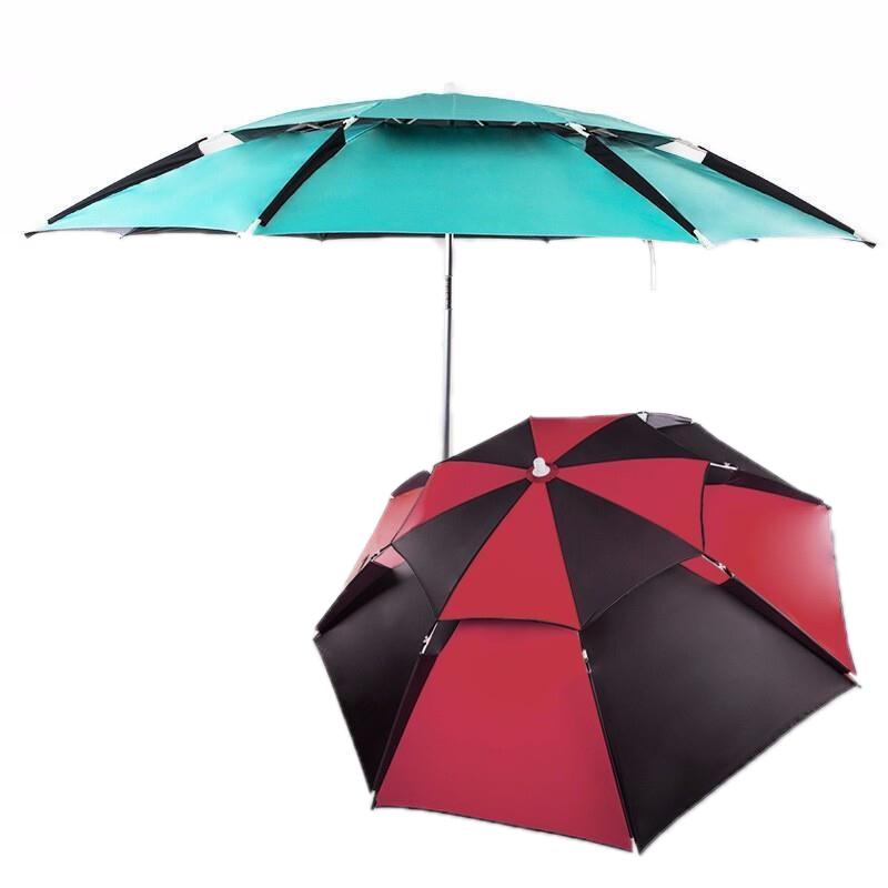 2 Pieces 2.0m Double-layer Universal Melon Skin Pattern Sun Umbrella Outdoor Sunshade Umbrella Floor Stand Umbrella Beach Umbrella Advertising Umbrella Fishing Umbrella Large Telescopic Umbrella