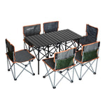 Army Green Outdoor Folding Tables And Chairs Portable Self Driving Travel Camping Barbecue Convenient Set Car Aluminum Alloy Tables And Chairs