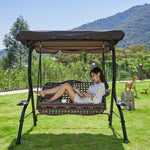 Outdoor Swing Courtyard Double Rocking Chair Iron Indoor Hanging Chair Balcony Swing Garden Table Ice Coffee Double Rocking Chair + Cushion