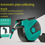 Automatic Telescopic Recovery Reel Car Washing Water Pipe Truck Storage Rack Winding Pipe Villa Garden Gardening Watering Water Drum Water Gun 32m Automatic Pipe Collection Villa Water Drum Set