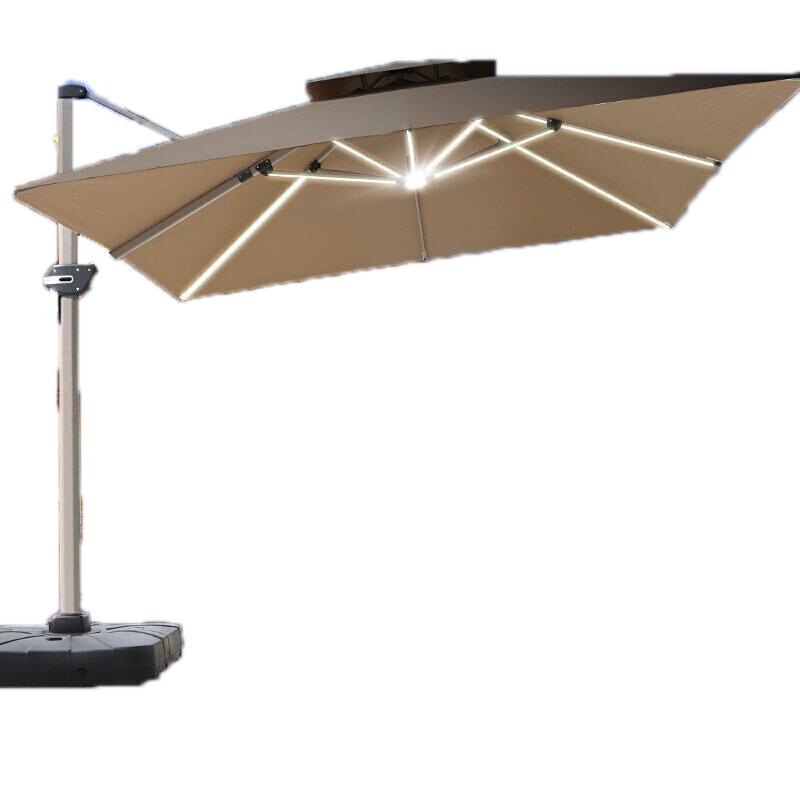 Solar Energy With 420 kg Sand Water Seat Outdoor Courtyard Umbrella Sunshade Terrace Garden Large Half Sun Umbrella Stall Balcony Outdoor Roman Umbrella