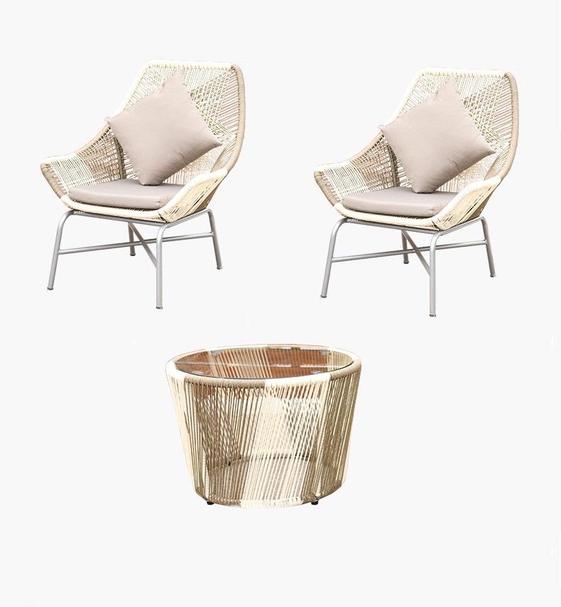 Rattan Chair Three Piece Creative Balcony Leisure Small Tea Table Garden Courtyard Outdoor Nordic Rattan Table And Chair Single Chair Outdoor Courtyard Balcony Leisure Rattan Chair Single Chair * 2 + Large Tea Table